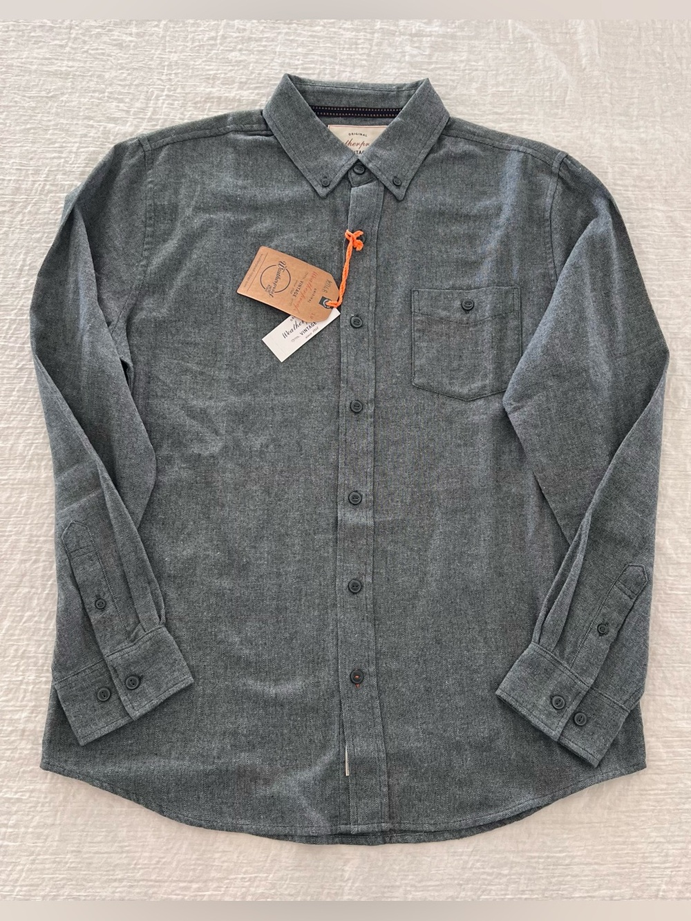 Weatherproof Men's Soft Twill Button Down Grey Shirt Long Sleeve Size Medium NWT